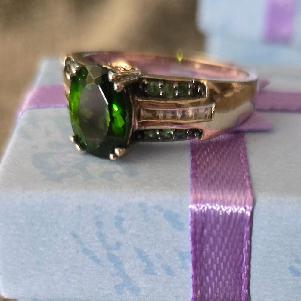 Chrome Diopside Ring, 925 silver, size 10